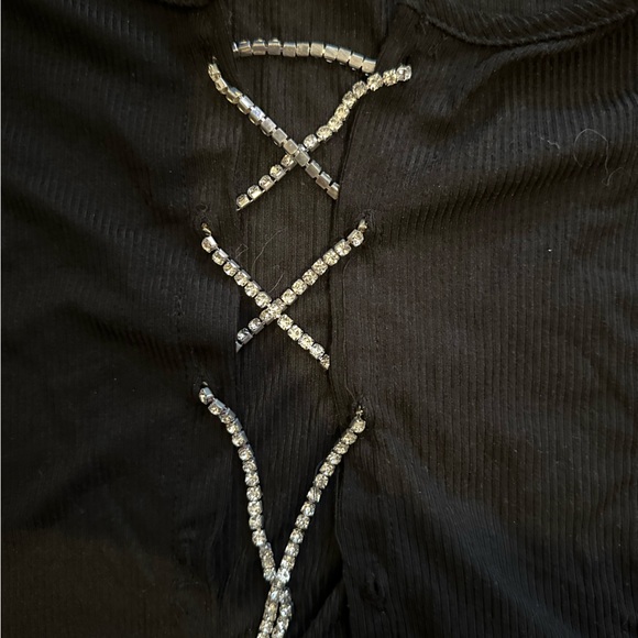 Black Crystal Tie Going Out Top - Picture 2 of 3